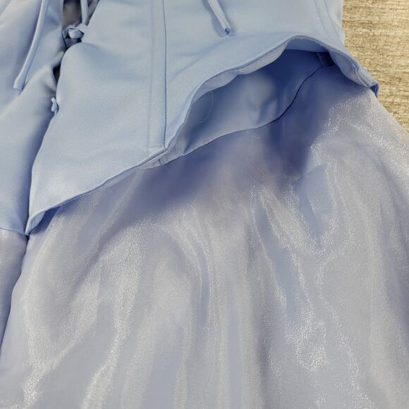 Michelangelo Gown Womens 6 Blue Beaded Whimsical Fairy Corset Halter Prom Dress - Picture 13 of 16